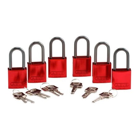 Brady Brady Aluminum Lockout Padlock, 1", Red, 6/Pack 51370